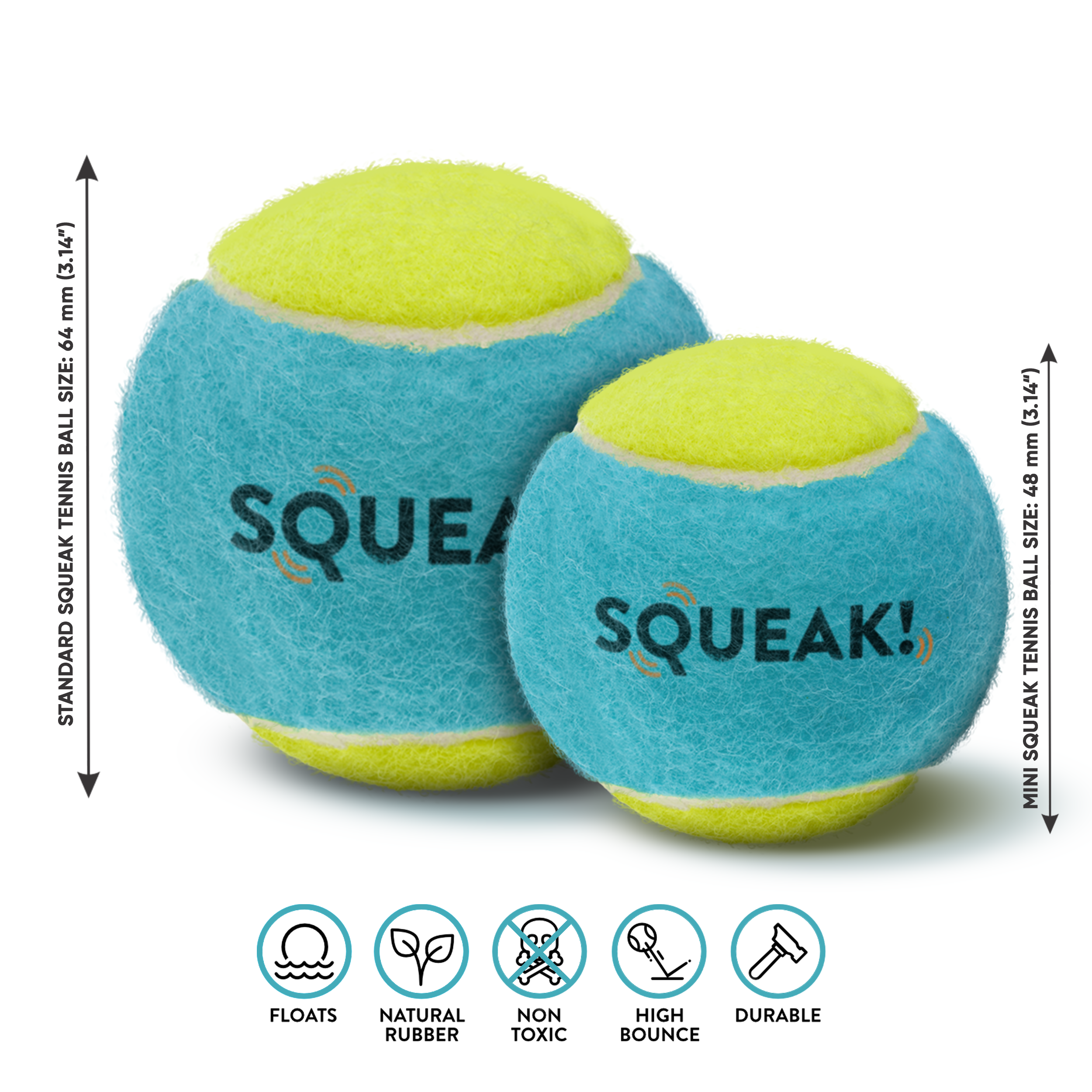Mini Squeak Tennis Ball - 4pk